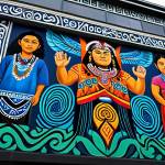 **

"A vibrant mural depicting Maori mythology blended with modern digital art, displayed on a building in Auckland, fully clothed people admiring it, appropriate content, safe for work, perfect anatomy, natural proportions, family-friendly, professional quality, well-formed hands, proper finger count, natural body proportions, modest clothing."

**