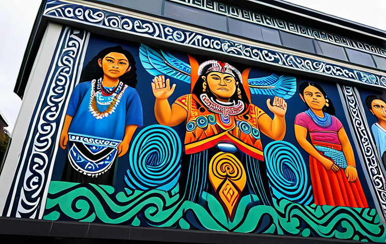 **

"A vibrant mural depicting Maori mythology blended with modern digital art, displayed on a building in Auckland, fully clothed people admiring it, appropriate content, safe for work, perfect anatomy, natural proportions, family-friendly, professional quality, well-formed hands, proper finger count, natural body proportions, modest clothing."

**